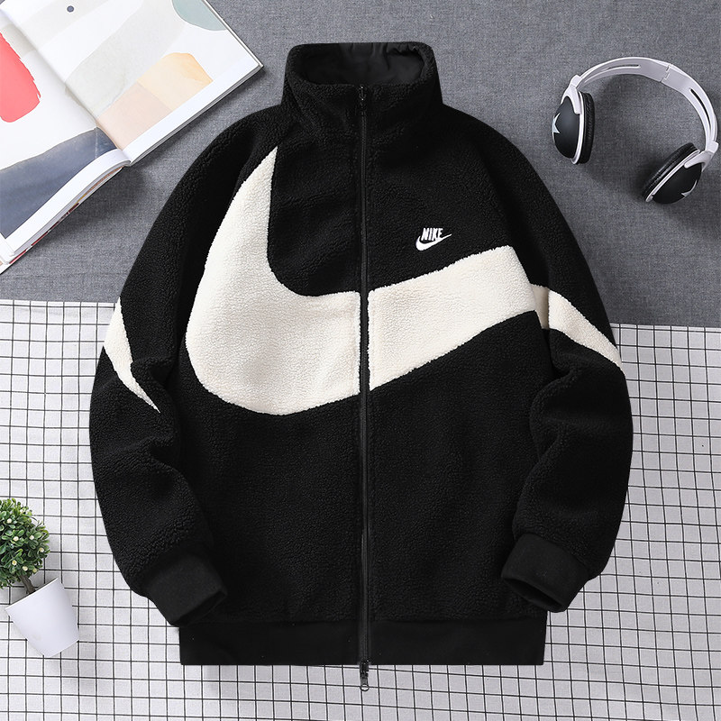 thumbnail for Embroidered lamb's wool jacket unisex reversible fleece jacket with fleece and thickened winter couple fleece fleece cotton clothes