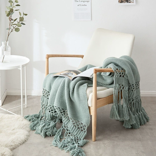 Blankets for Beds Hand-knitted Sofa Blanket Photo Props Tas