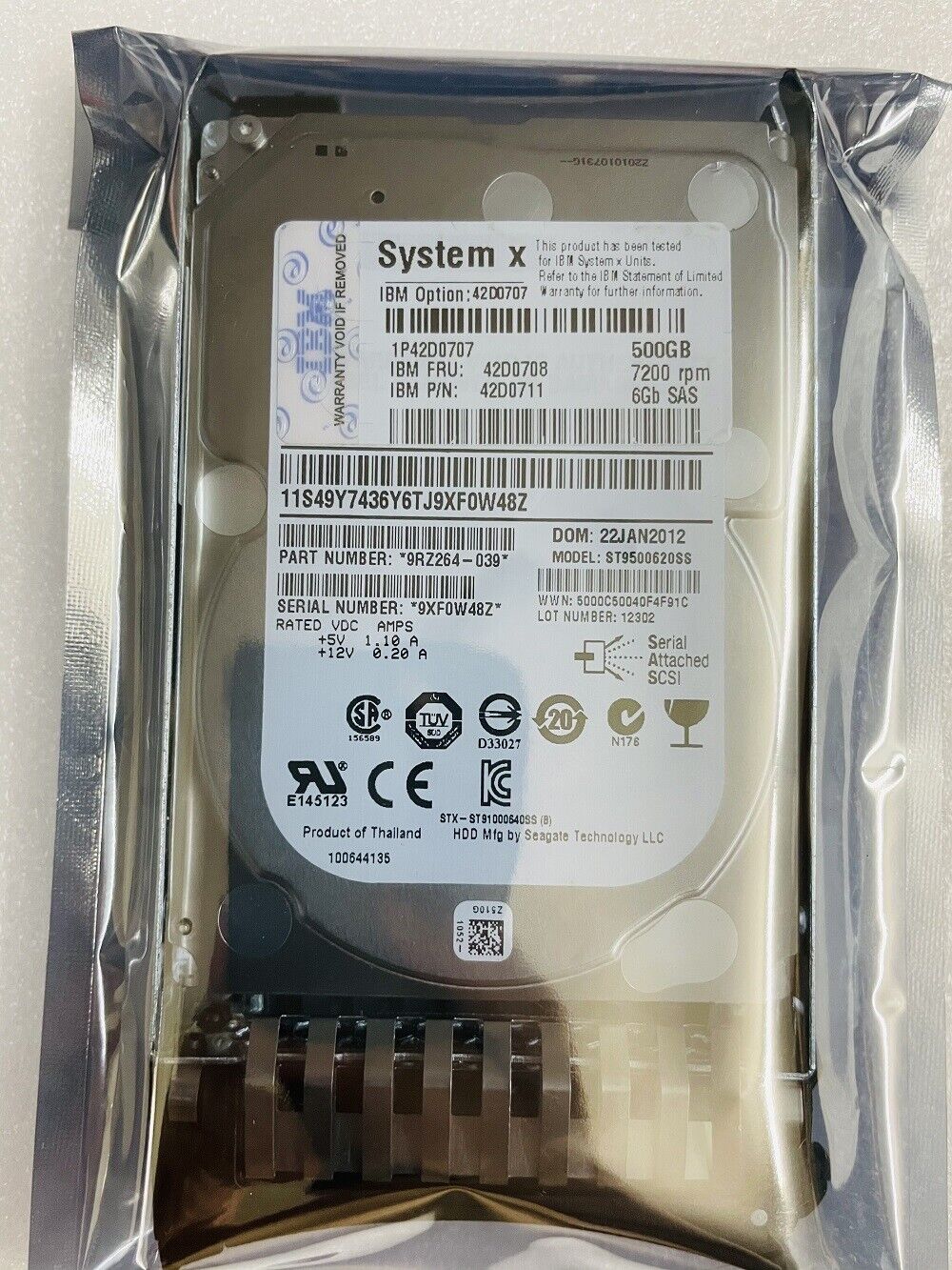 IBM 42D0707 90Y8953 500G SAS 2.5インチ HDD - 内蔵型ハードディスク