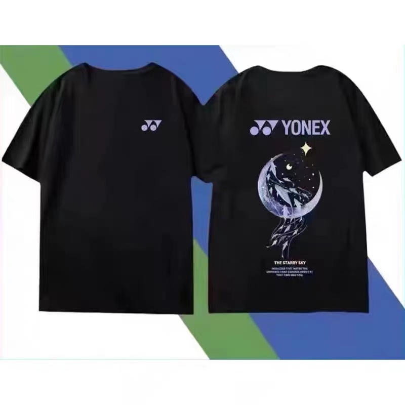 23 New Badminton Jersey Moon Violent Bear Culture Shirt Men's and Women's Short Sleeve Set Quick Drying and Breathable Training Clothing Customization (20509:28315:size:M;1627207:25919914852:Color classification:Black Blue Moon Men's Top)