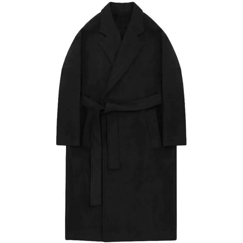 Длинное демисезонное пальто-т trench coat, японский тренд шерстяное пальто, макси длина, увеличенная толщина, оверсайз