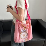 Nuby, японский пончик, экологичный тканевый мешок, нейлоновый шоппер, сумка на одно плечо, с вышивкой