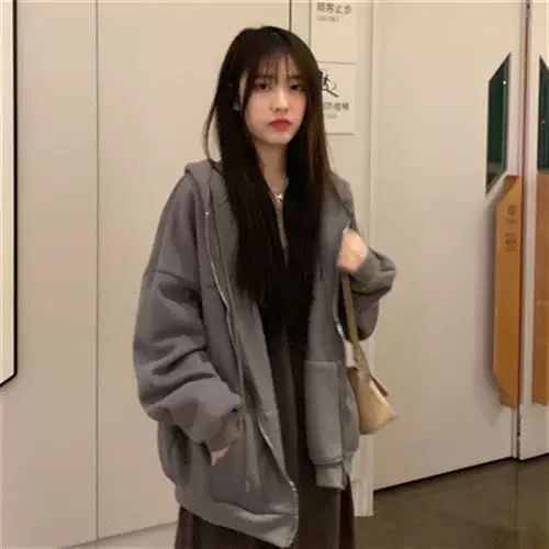 ЖЕНСКИЕ ХОРАНЖУКА стильные худи на молнии Oversized однотонные P