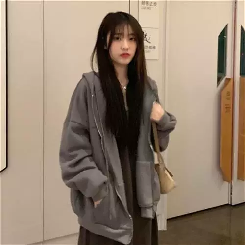 ЖЕНСКИЕ ХОРАНЖУКА стильные худи на молнии Oversized однотонные P