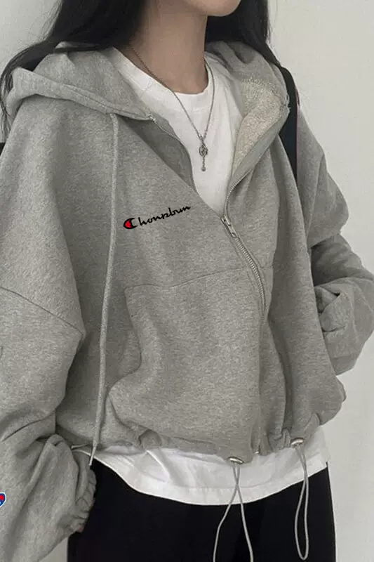 Пуловер с капюшоном и молнией, утепленная куртка, oversize, с drawstring