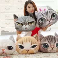 35cmx36cm 3D Cute Cat Dog Head Pillow Cushion Sofa Car