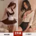 Người giúp việc cosplay sexy tinh khiết dễ thương dễ thương tinh khiết khao khát phù hợp với lụa đen cosplay người giúp việc đồng phục váy ngắn màu đen 