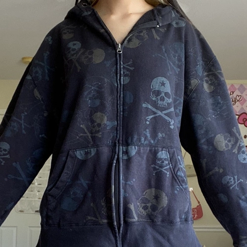 Mall Goth Skulls Print Retro Whothirts E-Girl Gothic Dark