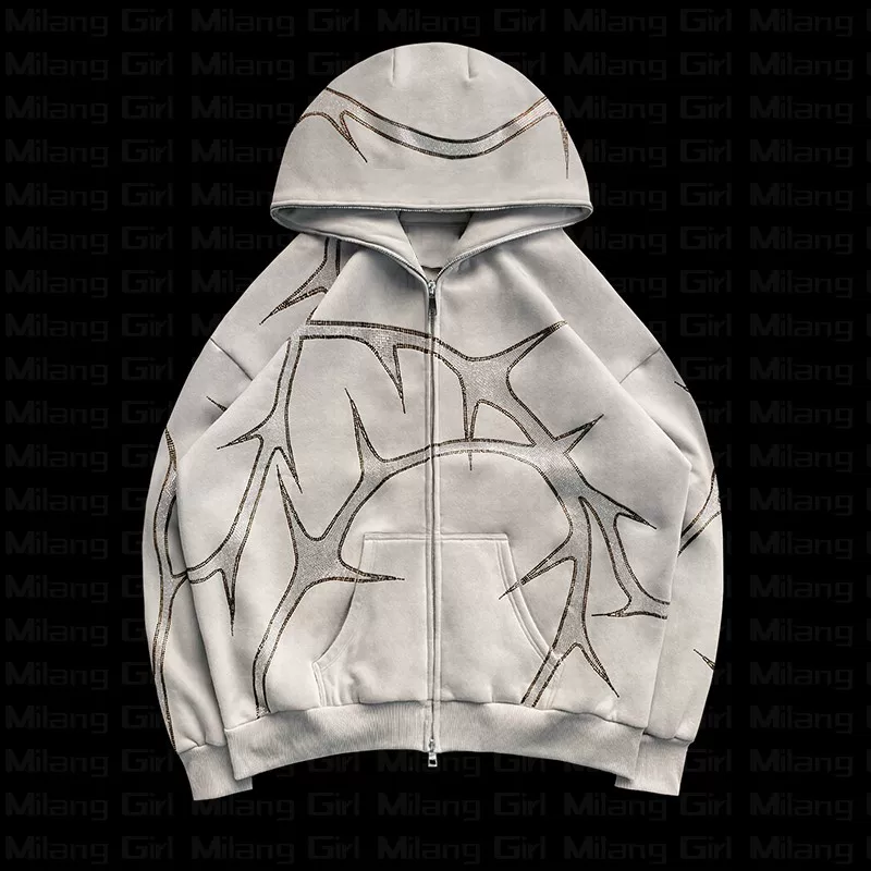 Худи для мужчин и женщин в стиле хип-хоп с молнией, толстовка, европейский стиль