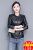 Xuân-Hè 2019 mới Hained leather nữ ngắn phần cổ áo mỏng Phiên bản Hàn Quốc của áo khoác da xe máy Áo khoác da nhỏ - Quần áo da Quần áo da