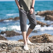 Quần linen nam lỏng Trung Quốc phong cách quần short khóa khóa củ cải củ cải quần harem giản dị nam mùa hè cắt quần nam