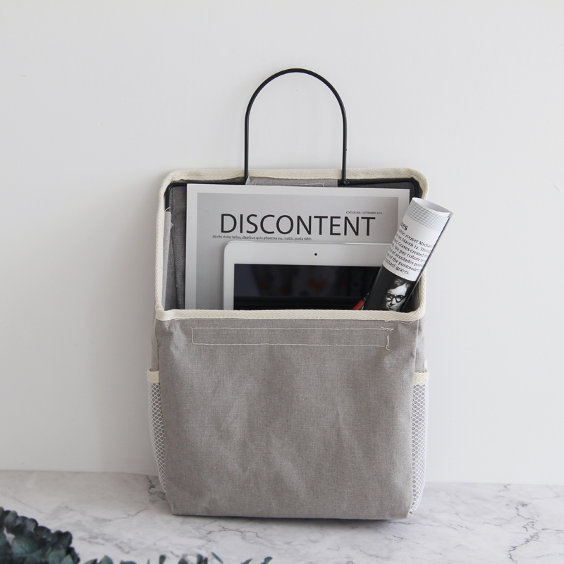 Ashins wall Hanging type Storage bag dormitory wall Bedside household Large Hanging bag Simplicity canvas book Storage bag