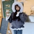 Mùa thu đông 2018 phụ nữ mới phiên bản Hàn Quốc của cổ áo lông thú hoang dã trùm đầu bông độn bông ngắn áo khoác nữ áo kiểu trung niên Áo khoác ngắn