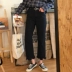 Mùa xuân mới của phụ nữ Hàn Quốc phiên bản của các trường cao đẳng gió không thường xuyên cao eo lỏng quần âu hoang dã rộng chân chín điểm jeans