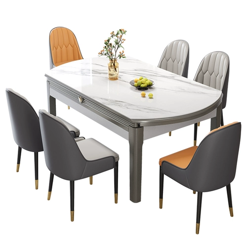 Современная простота рок панель обеденный стол и стул Комбинированный свет роскошная маленькая квартира Домохозяйственная телескопическая складная деревянная склад