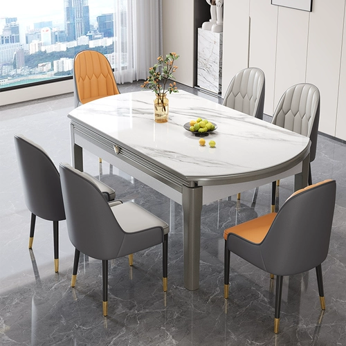 Современная простота рок панель обеденный стол и стул Комбинированный свет роскошная маленькая квартира Домохозяйственная телескопическая складная деревянная склад