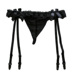 Nữ tính quyến rũ quyến rũ ren đen hoa garter thong T quần vớ vớ đùi ba bộ sịp lọt khe nam  G-string