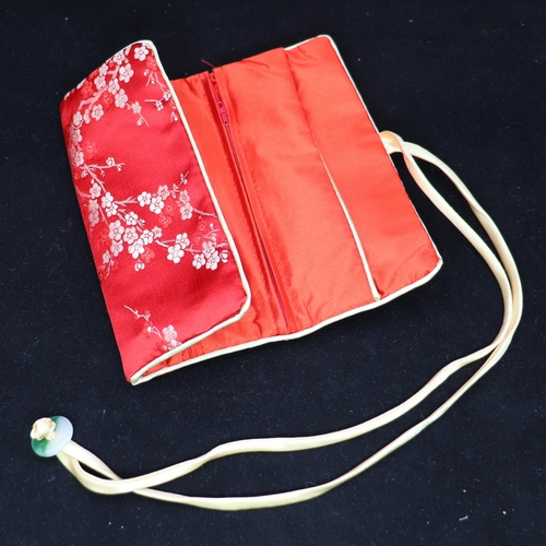 Китайская портативная косметичка, ожерелье, цепочка, браслет, кольцо, сумка-органайзер, пенал, сумка, китайский стиль, из парчи