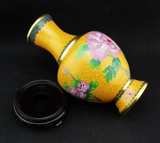 10 -дюймовая подлинная старая пекинская джингтай синее украшение цветочной бутылки Характерная мастерство медная шина шелковая эмаль