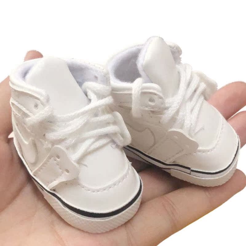 Lace Up Pure Whitegoods in stock 20cm doll use shoes Star of the same style doll Doll parts AJ5CM Baby shoes BJD1 / 6 gym shoes