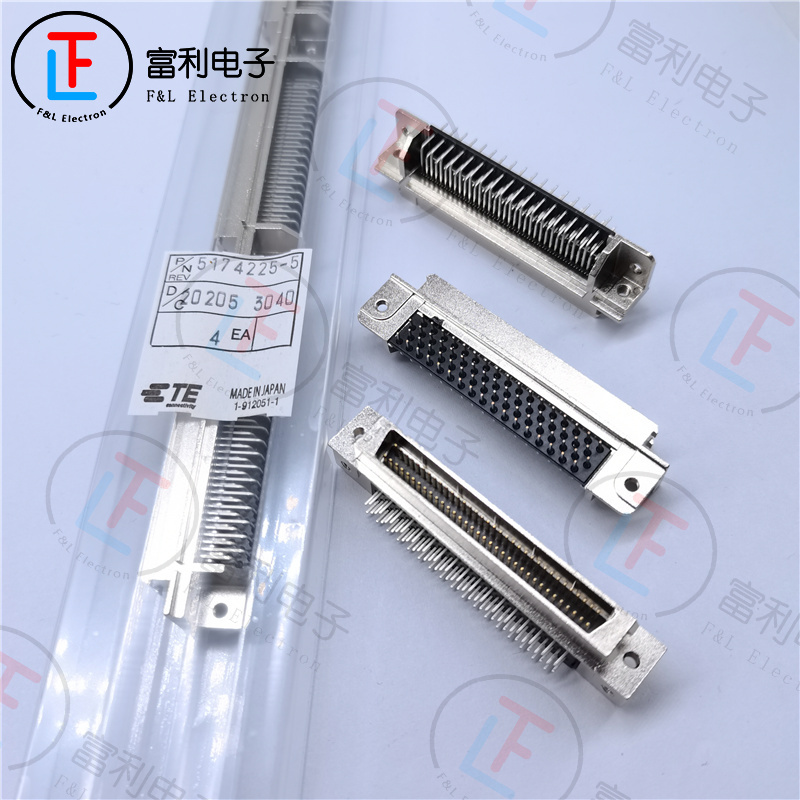 5174225-5 1.27 Đầu nối SCSI 68Pin Nam Chân uốn cong 90 độ Chân loại DB Đầu nối AMP