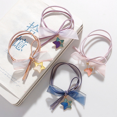 韩国少女心粉色高弹力手绳皮筋元气可爱星空头绳打结发绳皮筋发圈