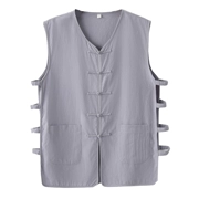 Ma Yin nam phong cách Trung Quốc retro cha Tang phù hợp với mùa hè cotton cũ áo sơ mi cardigan áo len áo vest không tay - Dệt kim Vest