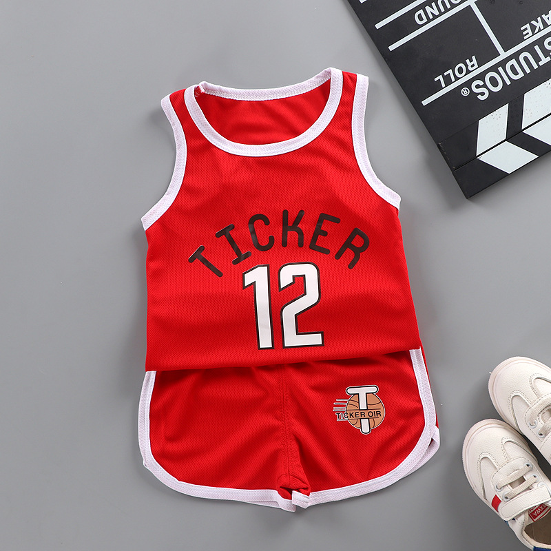 Redbaby motion Vest suit summer Thin Basketball clothes Boy girl Sleeveless Quick drying Two piece set children summer wear