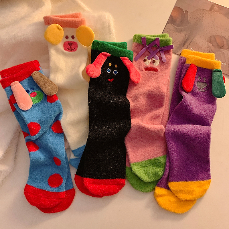 Ugly cute funny stuffed socks children's socks niche cute couples sleeping socks warm thick autumn and winter tide net red