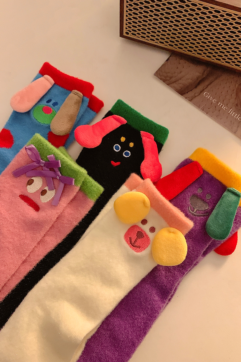 Ugly cute funny stuffed socks children's socks niche cute couples sleeping socks warm thick autumn and winter tide net red