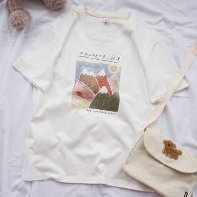 taobao agent Japanese hill illustration student cute soft girl short -sleeved girl Xiayuan 风 宿 日 日 T -shirts students
