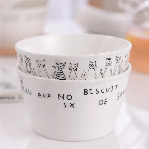 Керамическая миска в стиле японской стили, творческая чаша для круглой чаши с рисовой миской, чаша для котенок фруктовой салат миска для домашней миски для еды блюда миска