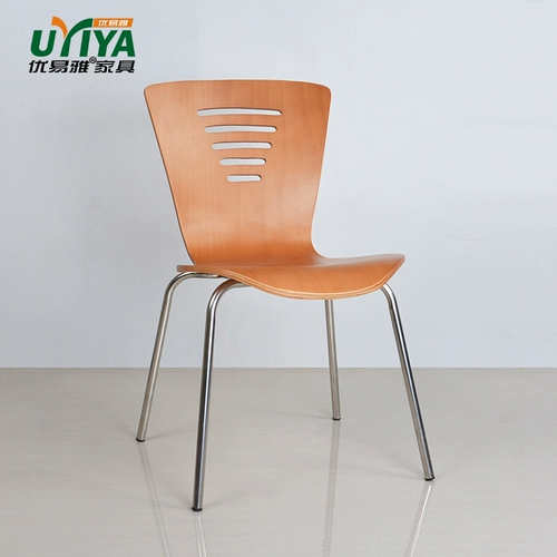 Высокоэнергетические деревянные изогнутые изогнутые изогнутые деревянные стул Современный простой простые ресторан