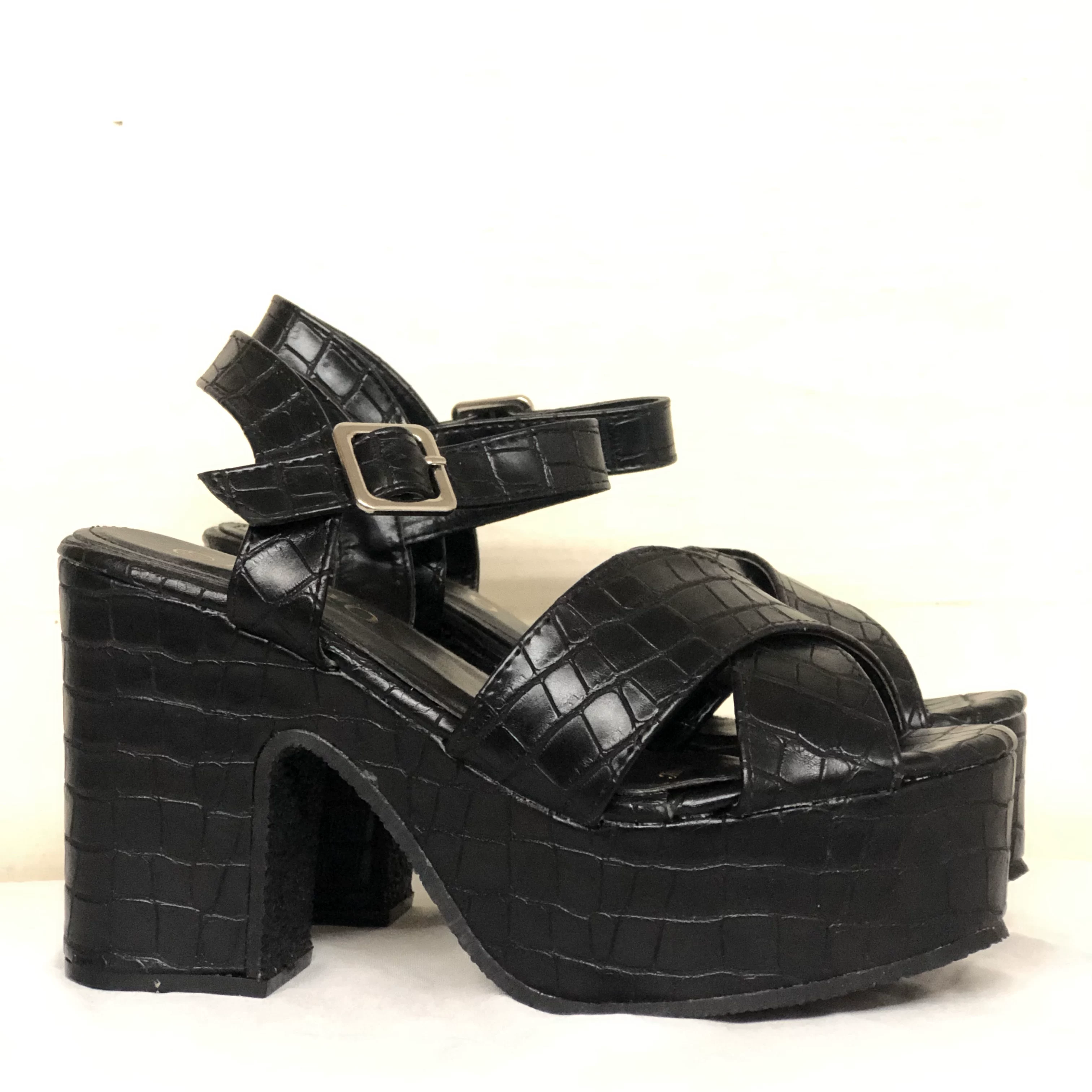 Retro black sandals with a strap, 2021 years
