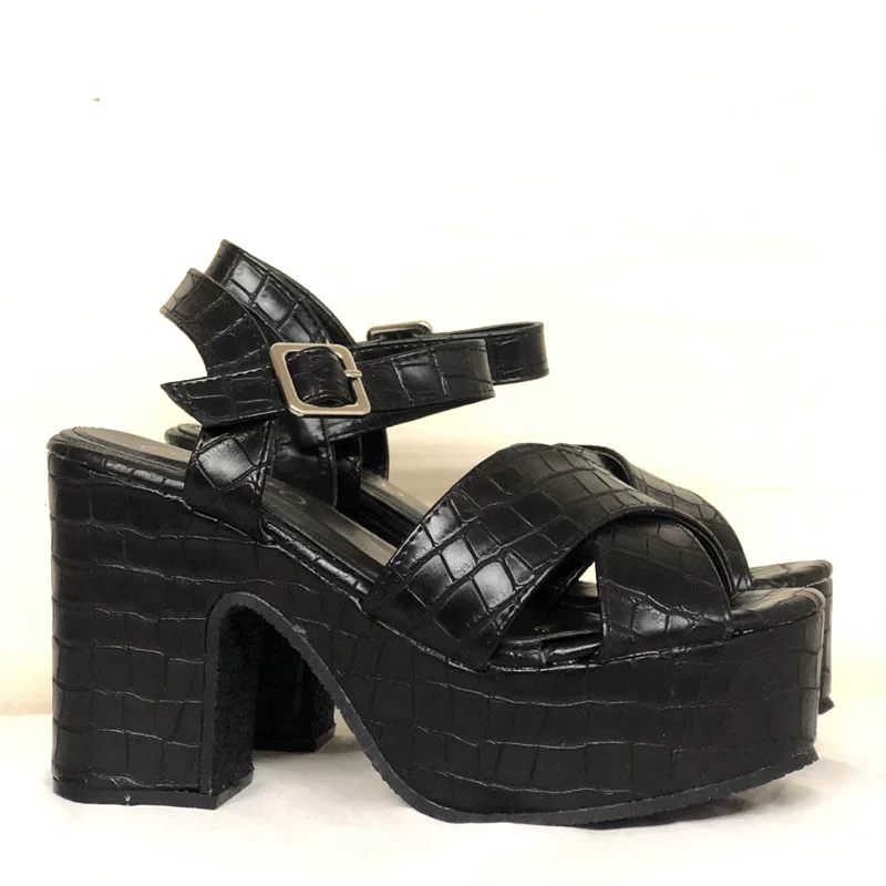Retro black sandals with a strap, 2021 years