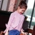 Trẻ em mặc 2018 mùa xuân và mùa thu mới trẻ em Hàn Quốc áo sơ mi nữ trẻ em lớn giản dị đáy áo sơ mi bé gái áo sơ mi