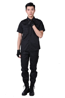 An ninh yếm phù hợp với nam giới mùa hè mặc màu đen ngắn tay dài tay của nam giới tài sản bảo vệ đồng phục cotton mùa hè ăn mặc Bộ đồ