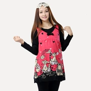 Giải phóng mặt bằng cho bà bầu mùa thu bà bầu hai mảnh thời trang áo vest Hàn Quốc dễ thương đan đầu xuân và thu