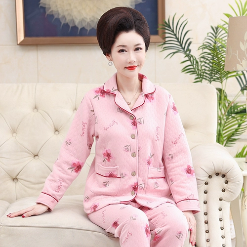 Хлопковая демисезонная зимняя пижама для матери, увеличенная толщина, коллекция 2023, для среднего возраста