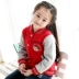 Áo len bé gái 2018 thu đông trẻ em mới cộng với áo nhung dày trong bộ đồng phục bóng chày big boy áo khoác cotton Hàn Quốc áo khoác trẻ em 10 tuổi Áo khoác