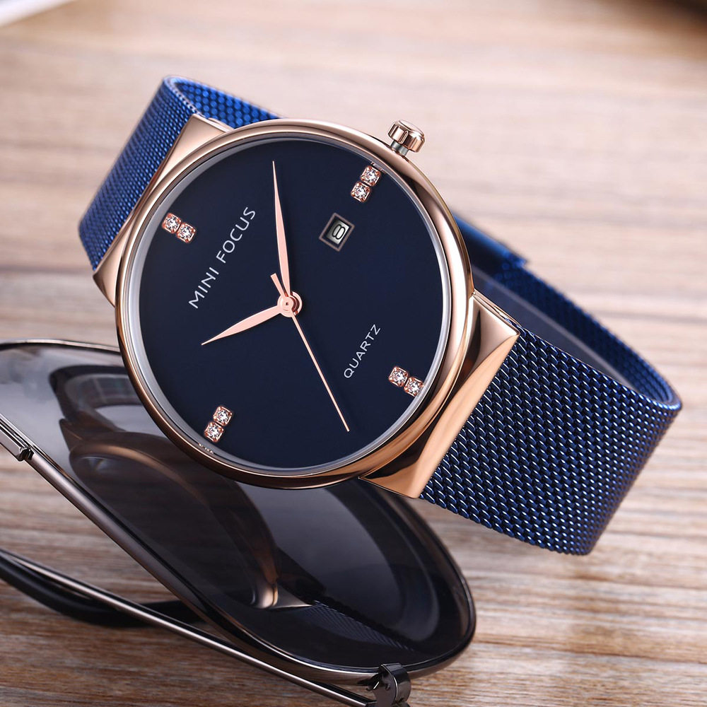 MINIFOCUS Fox Men's Watch Fashion Japanese Movement Calendar Waterproof Metal Mesh Strap 0181G_voghion.com
