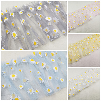 taobao agent 2020 new fashion cuff collar is decorated with soft multi -colored little daisy mesh folds wrinkle and lace lace