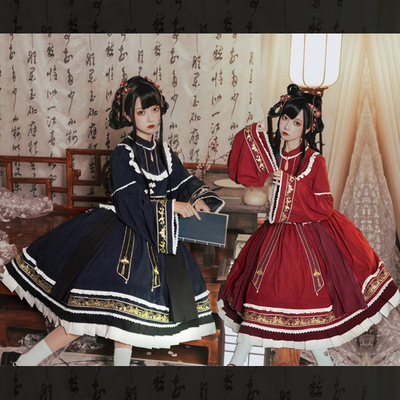 taobao agent Genuine dress with sleeves, Lolita OP, Chinese style, Lolita style, long sleeve