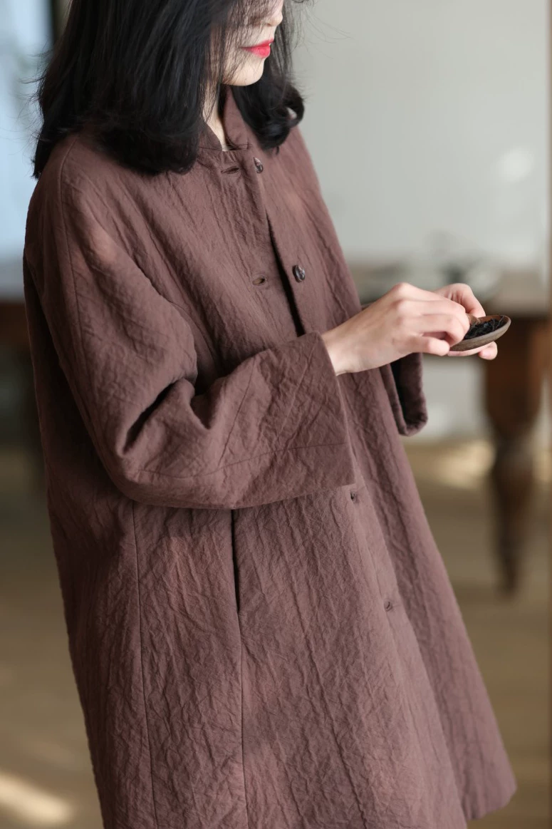 大拙 Retro classic trench coat, mid length, high-quality style, bright catchy style