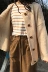 Hàn quốc ulzzang phong cách Harajuku bf mùa thu Hàn Quốc phiên bản của loose hoang dã áo len cardigan áo len lông nữ sinh viên áo len cổ lọ nữ Áo len