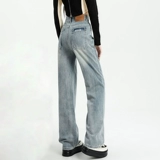 Светлые ретро джинсы, штаны, высокая талия, оверсайз, свободный прямой крой, подходит для подростков