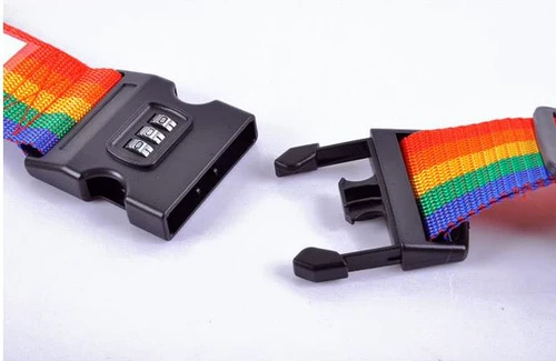 Чемодан, пакет, радужный ремень, алюминиевый кейс