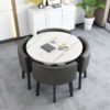 Imitation of marble round+black leather chair one table 4 chair imitation marble round+black leather chair one table 4 chair