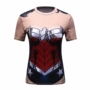 Quần áo thun nữ Wonder Woman quanh cổ mùa hè của phụ nữ thể thao quần áo thể thao tay ngắn nhanh khô - Quần áo tập thể hình áo thun tập gym nữ