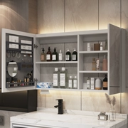tủ gương treo tường Tủ gương phòng tắm trang điểm thông minh cảm ứng treo tường riêng biệt có đèn nền phòng tắm gương gỗ nguyên khối lưu trữ lưu trữ tủ gương thông minh tủ gương gắn tường